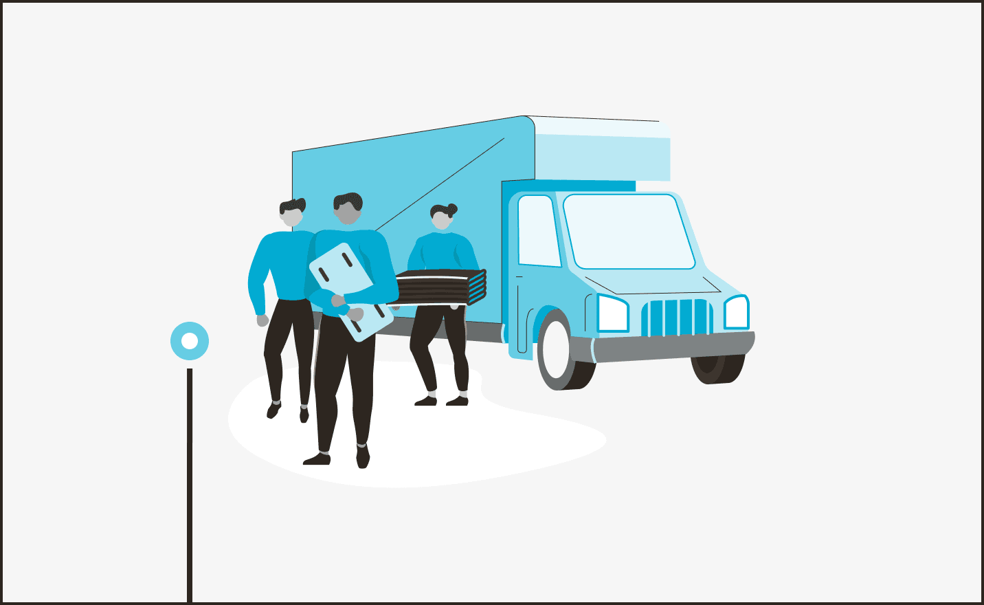 Illustration of a MYLO crew picking up belongings