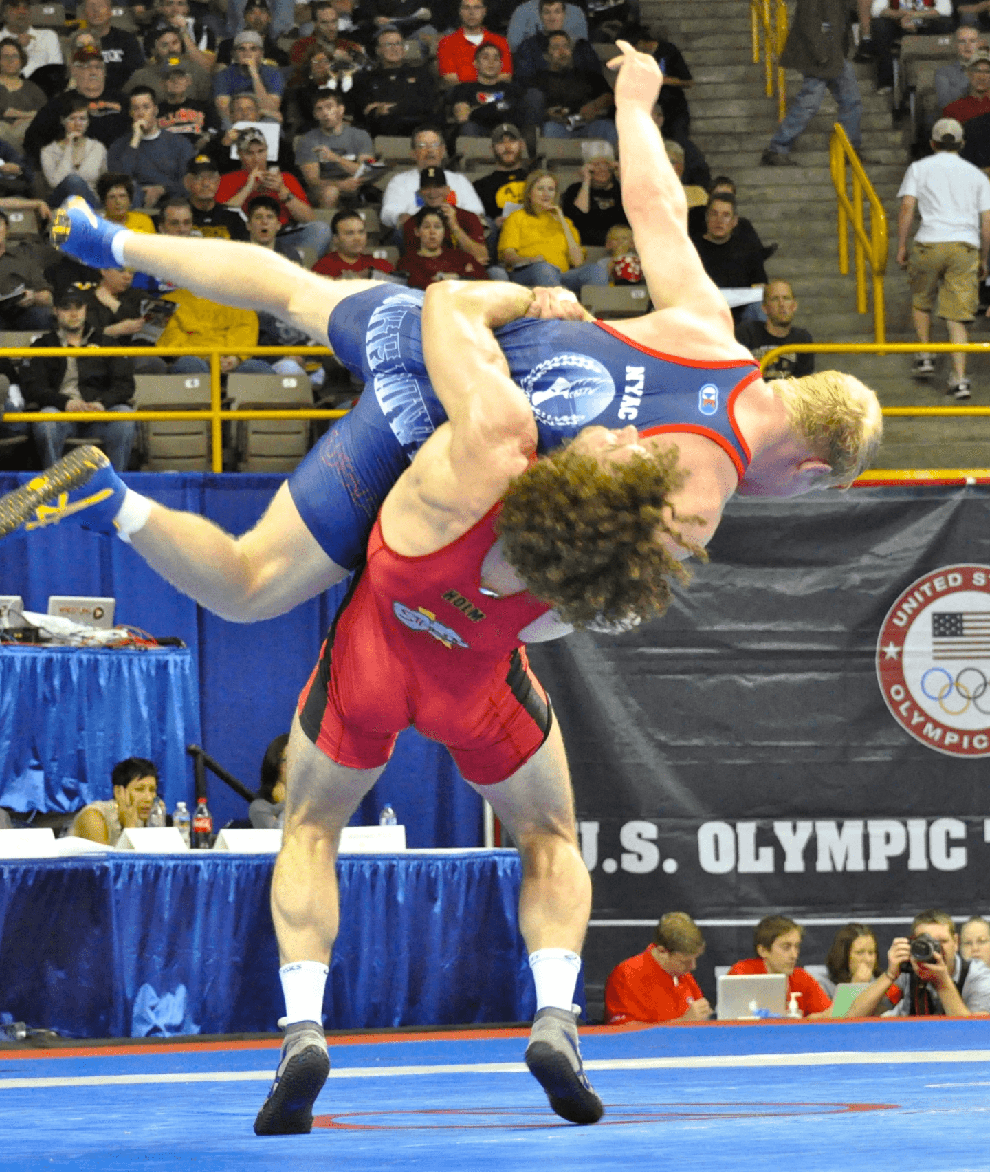 Jordan Holm competing for Team USA in wrestling