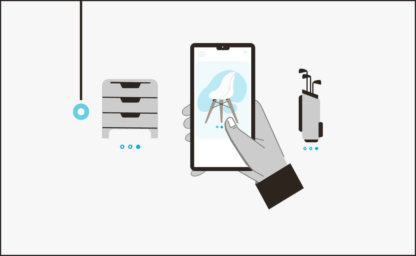 Illustration of MYLO delivering stored items back on demand